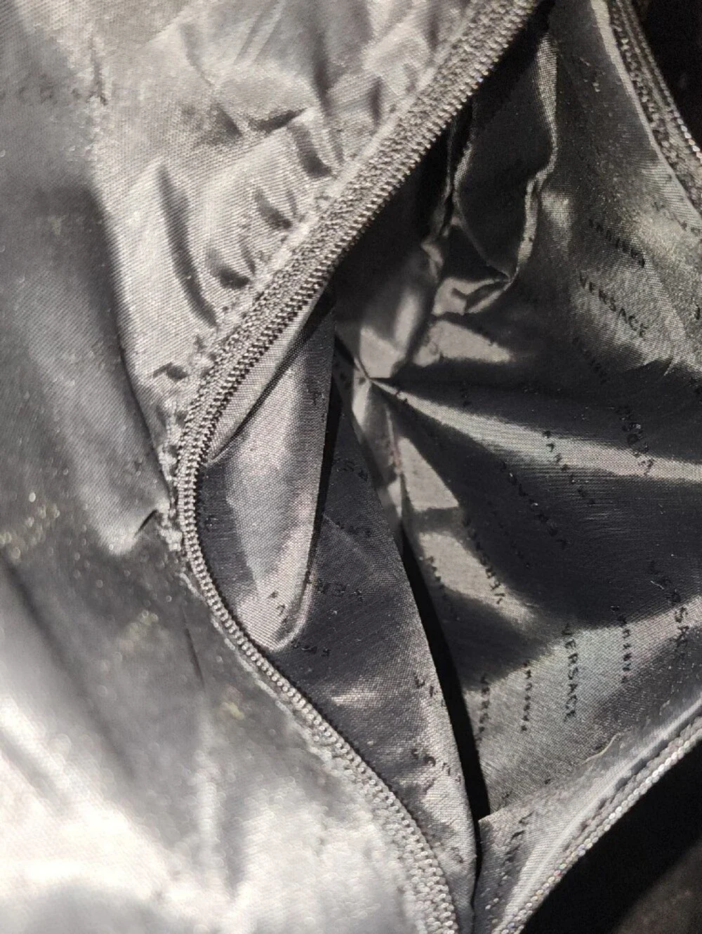 Versace Black and Blue Duffel Bag with Gold Logo Plate